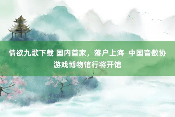 情欲九歌下载 国内首家，落户上海  中国音数协游戏博物馆行将开馆