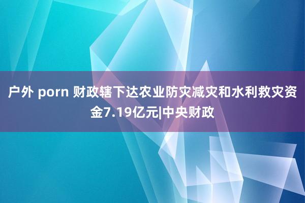 户外 porn 财政辖下达农业防灾减灾和水利救灾资金7.19亿元|中央财政